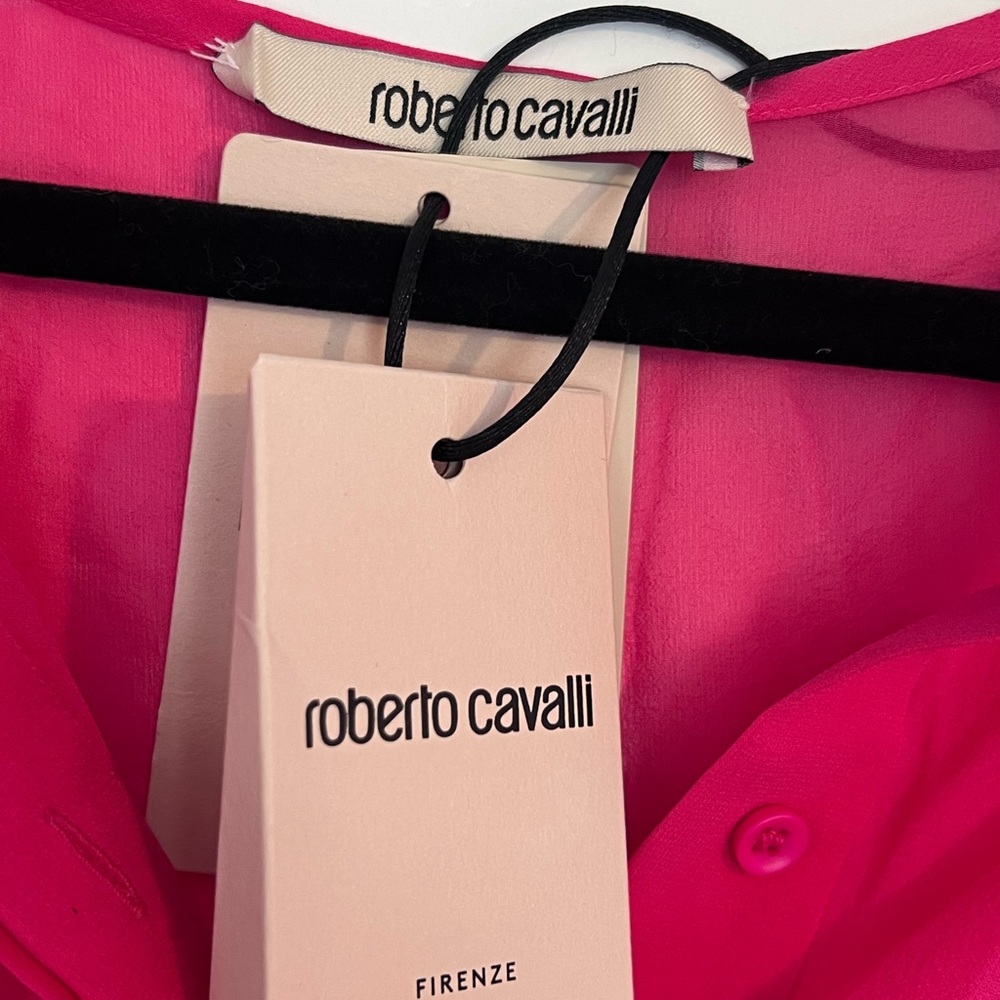 Roberto Cavalli Fuchsia Sheer Blouse